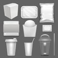 Realistic Detailed 3d White Blank Fast Food Package Template Mockup Set. Vector Royalty Free Stock Photo