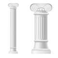 Realistic Detailed 3d White Blank Ionic Column Template Mockup Set. Vector Royalty Free Stock Photo