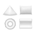 Realistic Detailed 3d White Blank Pillows Template Mockup Set. Vector