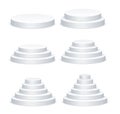 Realistic Detailed 3d White Blank Round Podium Template Mockup Set. Vector Royalty Free Stock Photo