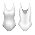 Realistic Detailed 3d White Blank Swimsuit Woman Template Mockup Set. Vector