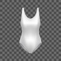 Realistic Detailed 3d White Blank Swimsuit Woman Template Mockup. Vector