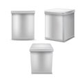 Realistic Detailed 3d White Blank Tin Can Template Mockup Set. Vector Royalty Free Stock Photo