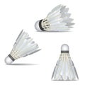 Realistic Detailed 3d White Shuttlecocks for Badminton Set. Vector Royalty Free Stock Photo