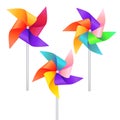 Realistic Detailed 3d Wind Mill Toy Set. Vector Royalty Free Stock Photo
