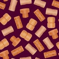 Realistic Detailed 3d Wine Bottle Cork Seamless Pattern Background. Vector Royalty Free Stock Photo