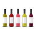 Realistic Detailed 3d Wine Bottles Set. Vector Royalty Free Stock Photo