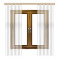 Realistic Detailed 3d Wooden Window Frame. Vector Royalty Free Stock Photo
