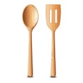 Realistic Detailed 3d Wooden Kitchen Utensils Set. Vector Royalty Free Stock Photo