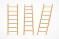 Realistic Detailed 3d Wooden Ladder Set. Vector