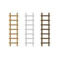 Realistic Detailed 3d Wooden Stairs Ladders Different Color Set. Vector