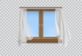 Realistic Detailed 3d Wooden Window Frame. Vector Royalty Free Stock Photo