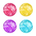 Realistic Detailed Disco Ball Set. Vector Royalty Free Stock Photo