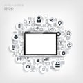 Realistic detailed flat laptop with application icons. Royalty Free Stock Photo