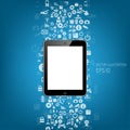 Realistic detailed flat tablet with application icons. Royalty Free Stock Photo