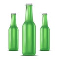 Realistic Detailed Green Glass Beer Bottle. Vector Royalty Free Stock Photo