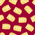 Realistic Detailed Piece Yellow Cheese Product Dairy Background Pattern. Vector Royalty Free Stock Photo