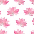 Realistic Detailed Pink Lotus Flower Background Pattern. Vector