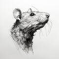 Realistic And Detailed Rat Head Sketch In Pencil With Contoured Shading