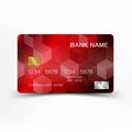 Realistic detailed red credit card design. Royalty Free Stock Photo