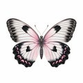 Pink And Black Ringlet Butterfly Illustration On White Background