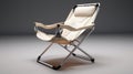 Hyper-detailed Silver And Beige Folding Chair Model In 3ds Max