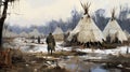 Jason\'s Tent Village: A Subtle Yet Expressive Illustration Of Settlers In The Plains
