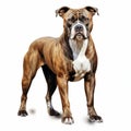 Realistic Boxer Dog Portrait On White Background