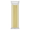 Realistic Detailed Spaghetti Pasta in a Transparent Cellophane Pack. Vector