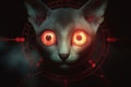 A realistic devil cat with glowing red eyes. Generative AI Royalty Free Stock Photo