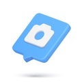 Realistic diagonal placed photo video camera quick tips cyberspace notification 3d icon vector
