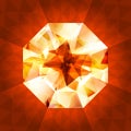 Realistic diamond in top view on shiny background. Royalty Free Stock Photo