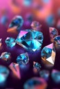 Realistic diamonds on a colorful background. 3d vector illustration.