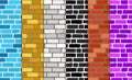Realistic different color brick textures collection. Brick wall seamless background. Set of Texture. Vector illustration Royalty Free Stock Photo