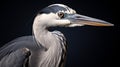 Realistic Digital Airbrushing: Dark Indigo Heron In Hyper-detailed Rendering