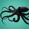 A realistic digital rendering of an octopus (Octopoda) against a teal background. The Royalty Free Stock Photo