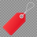 Realistic discount red tag for sale promotion. Vector vintage label template. Royalty Free Stock Photo
