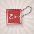 Realistic discount red tag for sale promotion. vintage label template. Vector illustration Royalty Free Stock Photo