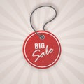 Realistic discount red tag for sale promotion. vintage label template. Vector illustration Royalty Free Stock Photo