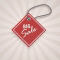 Realistic discount red tag for sale promotion. vintage label template. Vector illustration Royalty Free Stock Photo