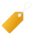 Realistic discount yellow tag for sale promotion. Vector vintage label template.