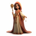 Realistic Disney Princess In Golden Dress With Long Arrow