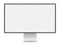 Realistic display mockup with blank checkered transparent screen