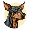 Realistic Doberman Terrier Dog Head Drawing Vector Illustration