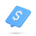 Realistic dollar cash money symbol 3d icon quick tips cyberspace alert currency exchange vector