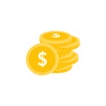 Realistic Dollar Coin Vector Icon Design Template. Gold Coin Sta Royalty Free Stock Photo