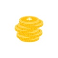 Realistic Dollar Coin Vector Icon Design Template. Gold Coin Sta Royalty Free Stock Photo