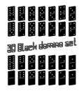 Realistic Dominoes full set 28 3D flat pieces for game . Black collection. Abstract concept graphic element, domino effect gaming