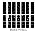 Realistic Dominoes full set 28 flat pieces for game . Black collection. Abstract concept graphic element, domino effect gaming ico