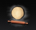 Realistic dough with rolling pin